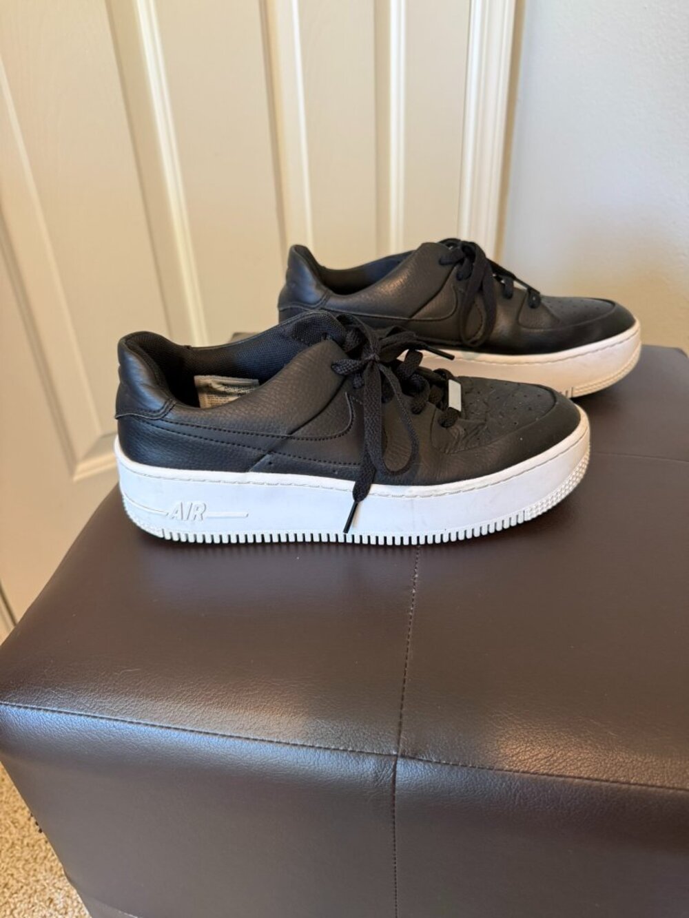 Nike Air Force 1 Sage Low Black Platform Sneakers Women's